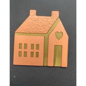 Vintage Hallmark Copper Brass House With Heart Brooch Signed HMK.CDS